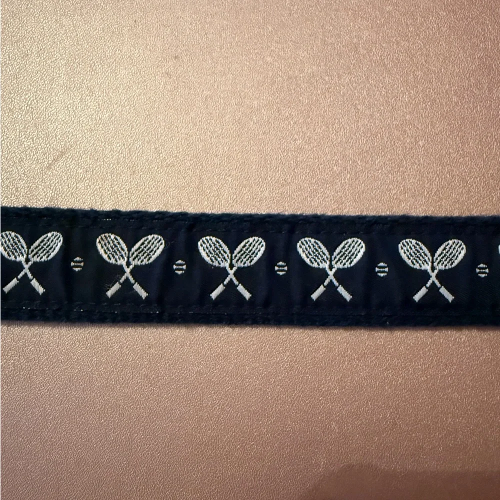 A. Tierney- Kids Ribbon D-ring Belt with Tennis 🎾 Motif (24 1/4”), Navy, Size S